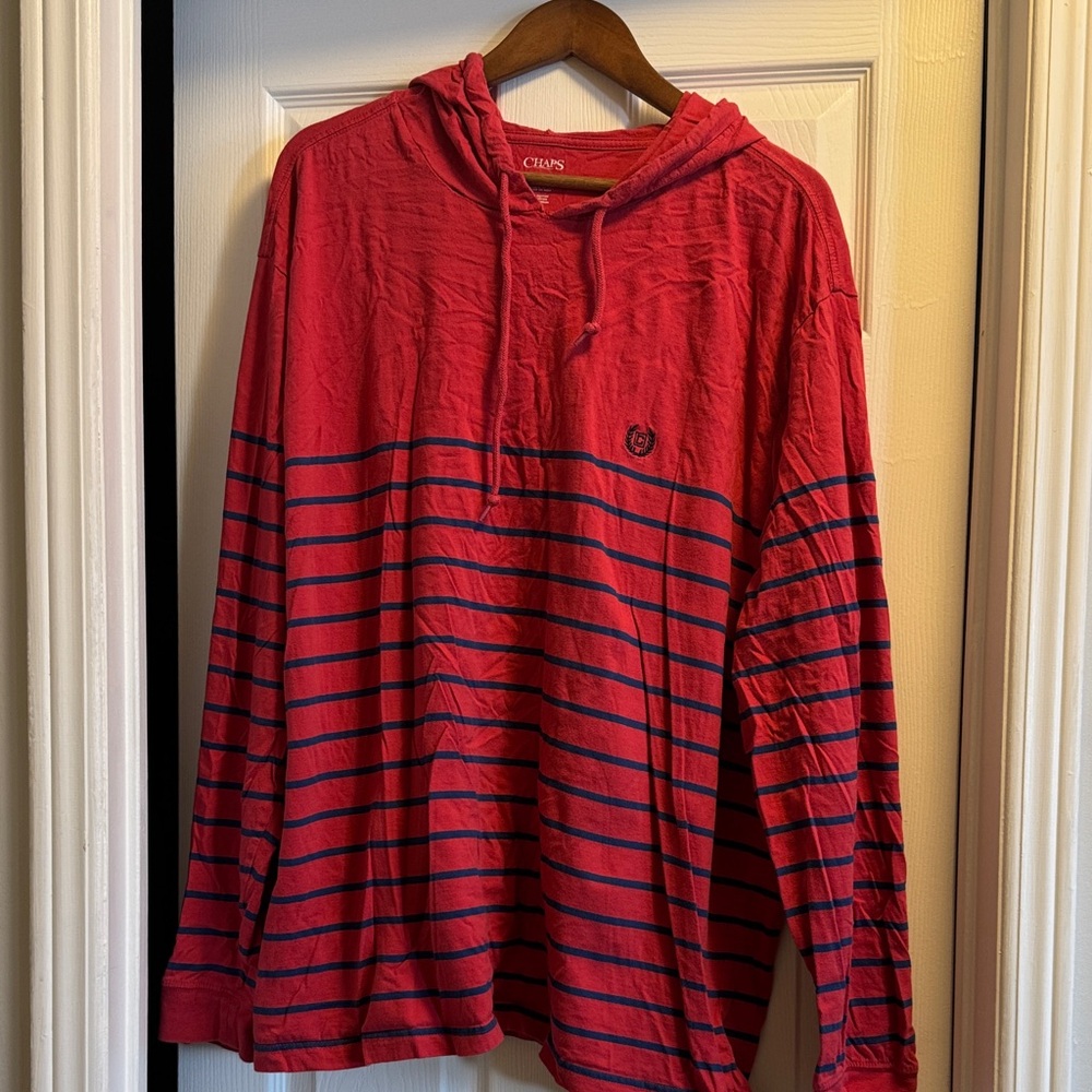 Chaps Red and Blue Striped Hoodie